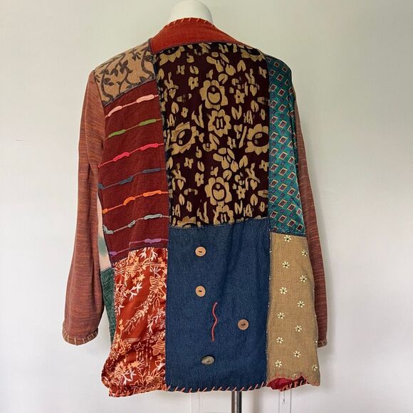 Vintage velvet silk Patchwork chore coat jacket - Picture 7 of 7